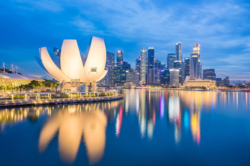 Cityscape of Singapore city skyline at night