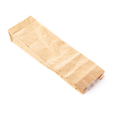 Brown paper pack for tea or coffee isolated over white background