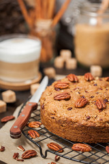 Delicious cinnamon and pecan coffee cake