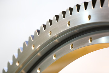 Big steel gear shot close-up photo
