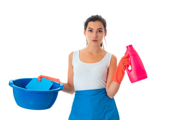 young maid woman with cleansers