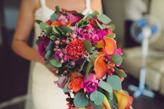Bride with Hanging Bouquet