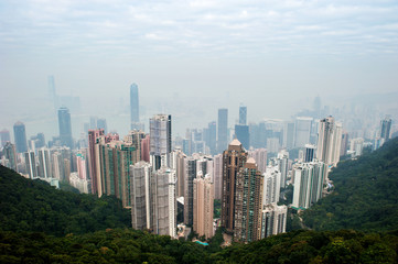 Fototapeta na wymiar Top View of Hongkong in cloudy day