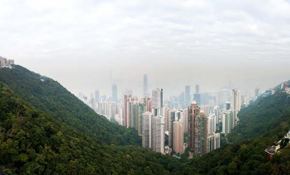 Top View of Hongkong in cloudy day