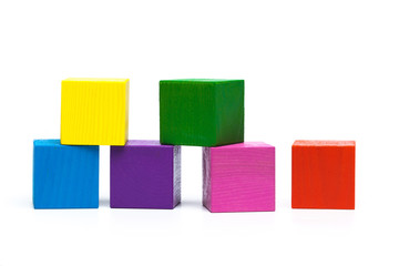 colored children cubes on  white isolated background