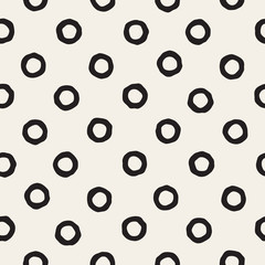 Vector Seamless Black and White Hand Drawn Circles Pattern
