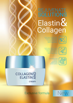 Vector Illustration With Collagen And Elastin Cream