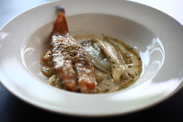 Dover sole with belgian endive, white beans and black truffles