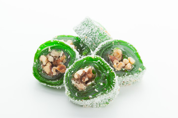 Tasty Turkish delight isolated on white