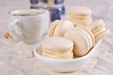 Homemade beige macaroon