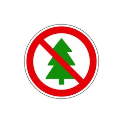 STOP! Vector. No Christmas tree. The icon with a red contour on a white background. For any use. Vector illustration.