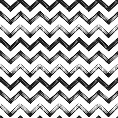 Zigzag chevron grunge zwarte naadloze patroon, naadloze achtergrond van zig zag stripe, handgeschilderde vector patroon voor textiel, behang, webdesign, inwikkeling, stof, papier, kaart, uitnodiging