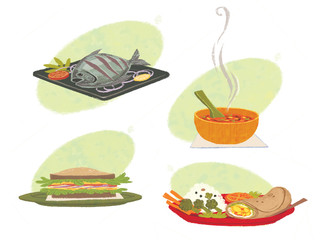 Healthy food and meal set