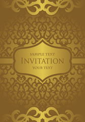Vintage seamless background with decorative borders and frame. Can be used as an invitation