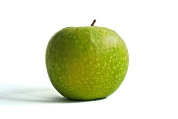 Green apple on a white background