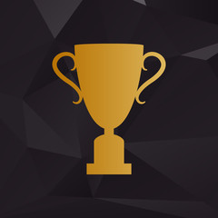 Champions Cup sign. Golden style on background with polygons.