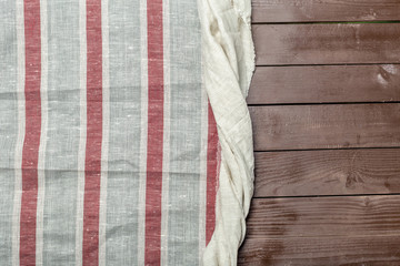 Tablecloth textile on wooden background