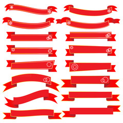 Red banner ribbon collection vector