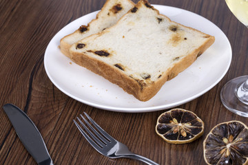 Wine and bread on the table