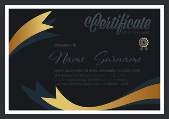 horizontal certificate template, diploma, vector