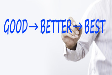 Businessman writing a motivational concept 