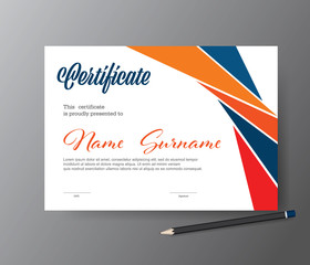 horizontal certificate template, diploma, vector