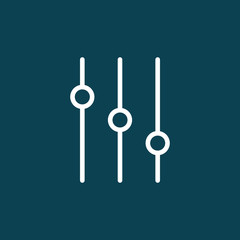 thin line slider bar, eq, icon on blue background