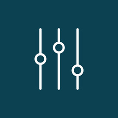 thin line slider bar, eq, icon on blue background