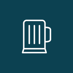 thin line beer glass icon on blue background