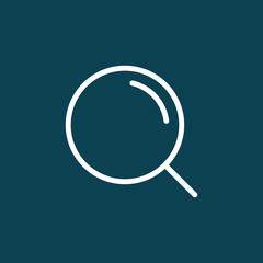 thin line magnifier icon on blue background