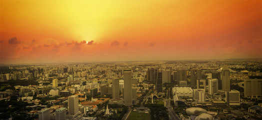 panorama of sunset cityscape of singapore - can use to display or montage on product