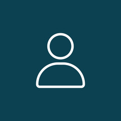 thin line user icon on blue background