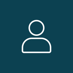 thin line user icon on blue background