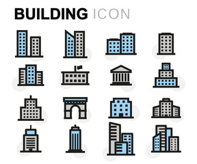 Fototapeta premium Vector flat buildings icons set