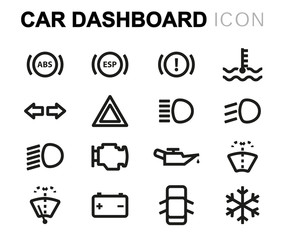 Vector line car dashboard icons set