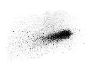 Stain on a white background. Spray. Brush. Background for your design. Isolated element. Spot black paint. Paint spraying.