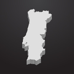 Portugal map in gray on a black background 3d
