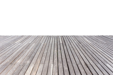 Old exterior wooden decking or flooring isolated on white. Saved