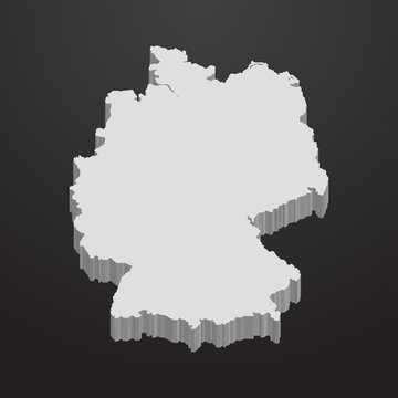Germany map in gray on a black background 3d