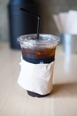 cup of iced black coffee americano