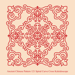Ancient Chinese Pattern_121 Spiral Curve Cross Kaleidoscope