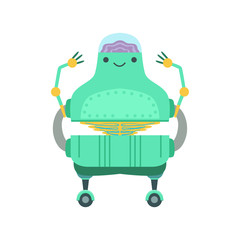 Friendly Android Robot Character With Transparent Brain Vector Cartoon Illustration