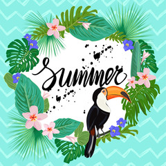 Brigh poster with toucan bird. © Diana Vyshniakova