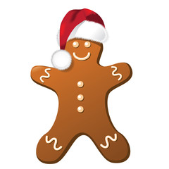 
Gingerbread man wearing a Santa Claus hat for Christmas. EPS 10 vector.