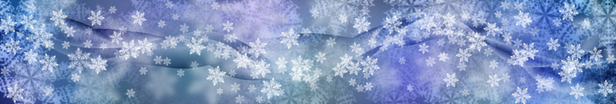Christmas background. Beautiful snowflakes, bokeh and abstract wave. banner.
