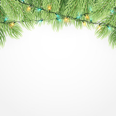 Fototapeta na wymiar Christmas ornament background design element. Glowing lights Garlands Christmas tree decorations. Christmas garland realistic Vector illustration.