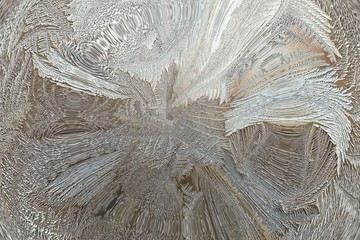 Abstract winter pattern of ice on glass
