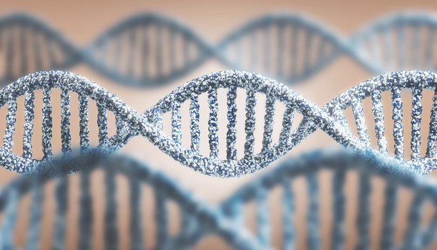 Catena di dna al microscopio per ricerca 