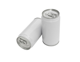 White beverage cans on a white background (with clipping path).