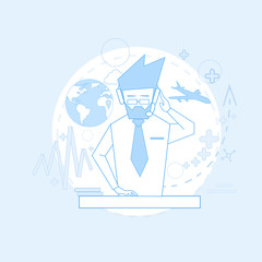 Consulting Man Tourism Agency Support Chat Communication Travel Vector Illustration